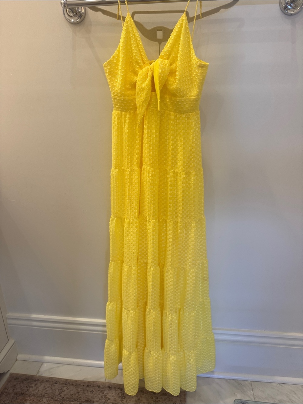 Alice + Olivia Bright Yellow Tie-Front Maxi Dress